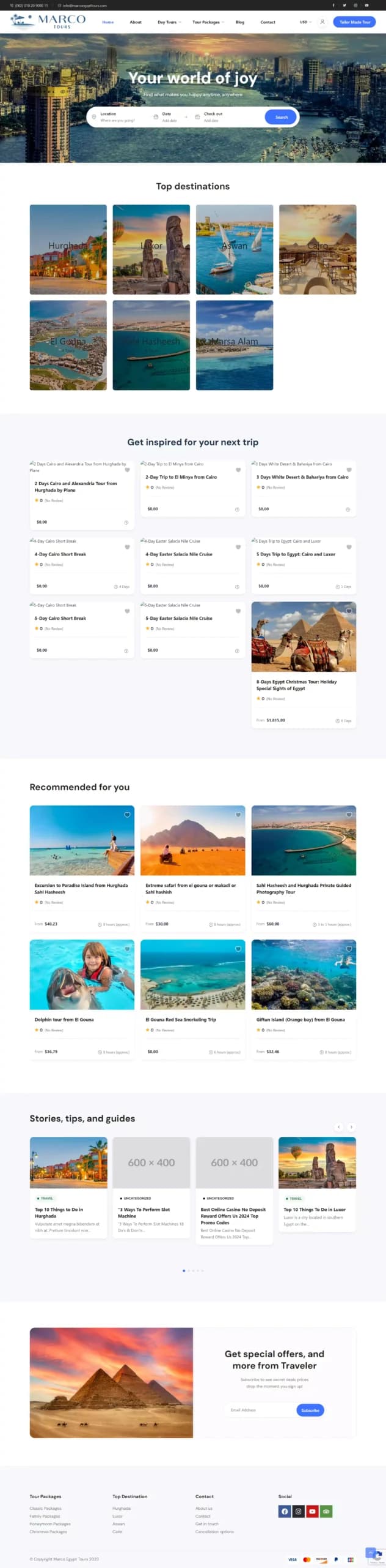 Marco Egypt Tours website design by Tranquilo