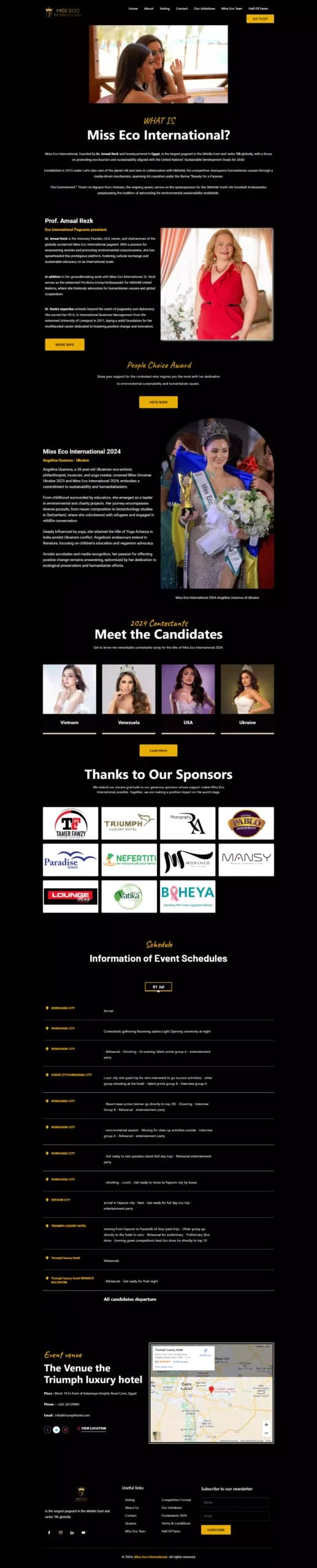 Miss Eco International website design by Tranquilo
