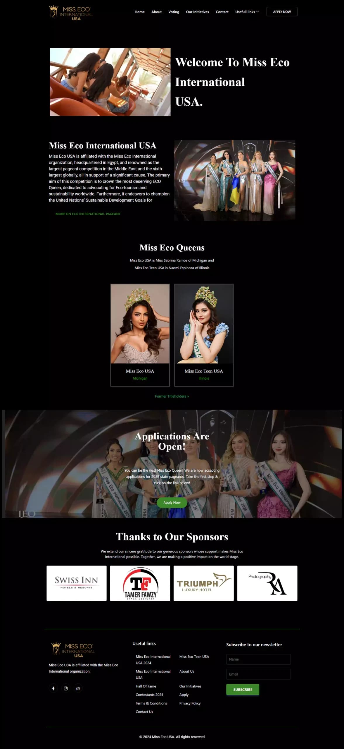 Miss Eco USA website design by Tranquilo
