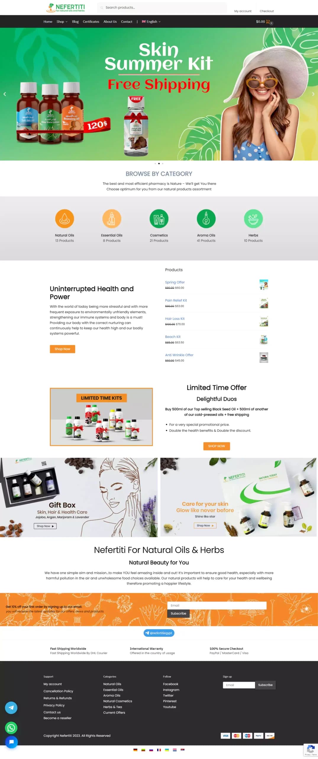 Nefertiti Natural Oils website design by Tranquilo
